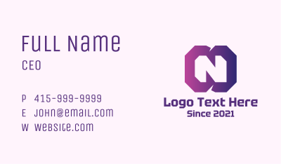 Gradient Letter N Business Card