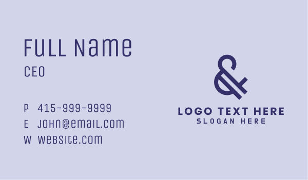 Luxe Ampersand Lettering Business Card Design Image Preview