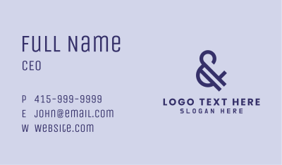 Luxe Ampersand Lettering Business Card Image Preview