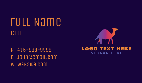 Gradient Animal Camel Business Card Design Image Preview
