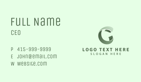 Green Ribbon Letter C Business Card Design Image Preview