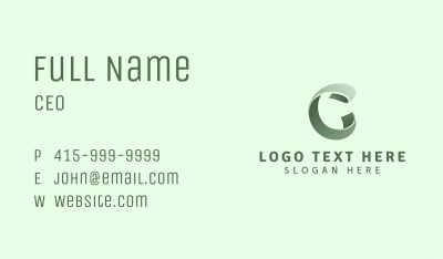 Green Ribbon Letter C Business Card Image Preview