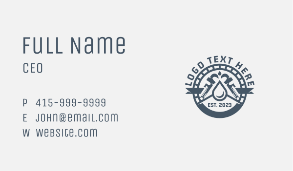 Pipe Wrench Plumbing Droplet Business Card Design Image Preview