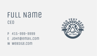 Pipe Wrench Plumbing Droplet Business Card Image Preview