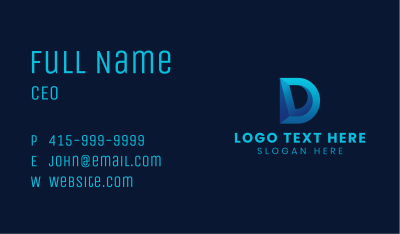 3D Blue Letter D Business Card Image Preview
