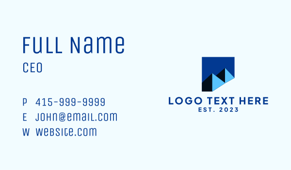 Blue Minimalist Mountain  Business Card Design Image Preview
