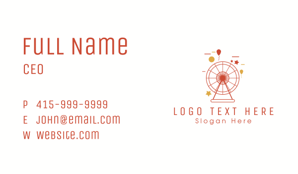 Amusement Park Ferris Wheel Business Card Design Image Preview