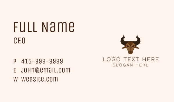 Geometric Brown Bull Business Card Design Image Preview