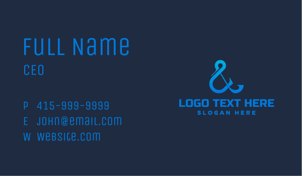 Elegant Blue Ampersand Business Card Design Image Preview