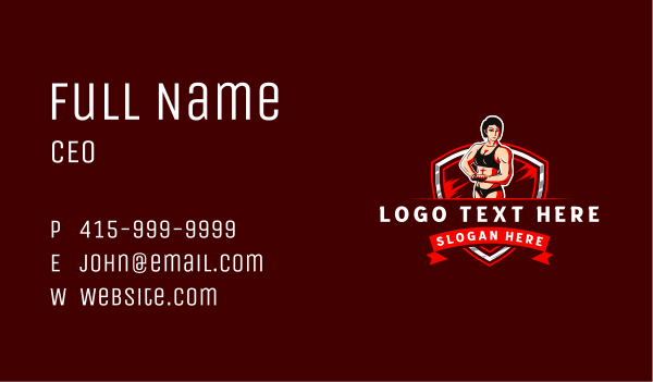 Strong Woman Trainer Business Card Design Image Preview