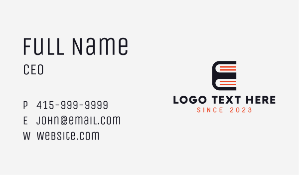 Bookstore Letter E  Business Card Design Image Preview