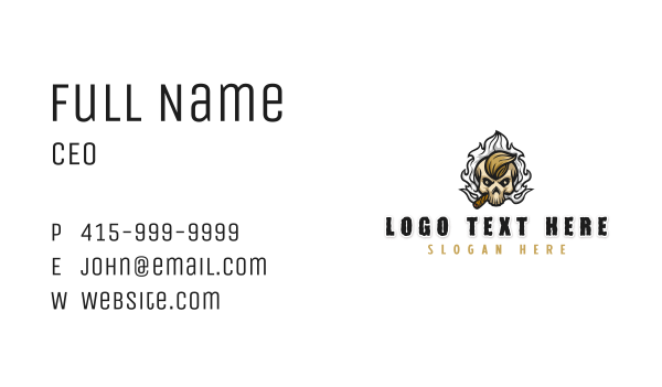 Smoking Cigar Skull Business Card Design Image Preview