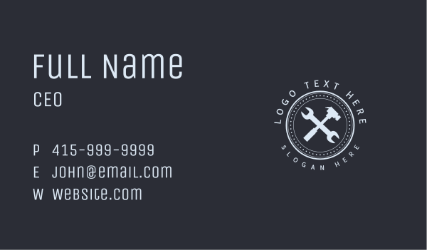 Repairman Hammer Wrench Badge Business Card Design Image Preview