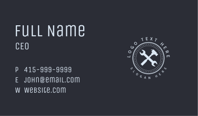 Repairman Hammer Wrench Badge Business Card Image Preview