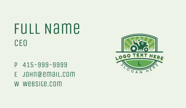 Gardening Lawn Tractor  Business Card Design Image Preview