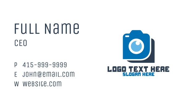 Blue Photography Camera Business Card Design Image Preview