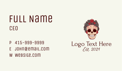 Sugar Skull Flower Lady Business Card Image Preview