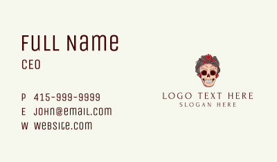 Sugar Skull Flower Lady Business Card Image Preview