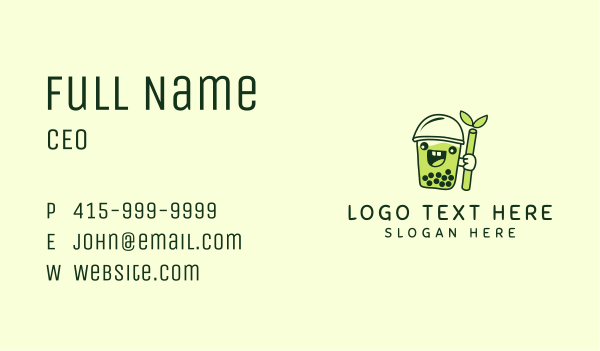 Matcha Milk Tea Mascot Business Card Design Image Preview