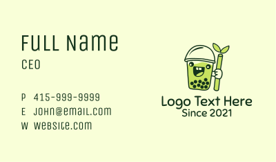 Matcha Milk Tea Mascot Business Card
