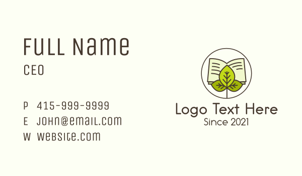 Leaf Nature Book Business Card Design Image Preview