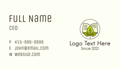 Leaf Nature Book Business Card Image Preview