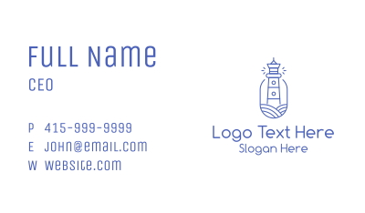 Blue Monoline Lighthouse Business Card Image Preview