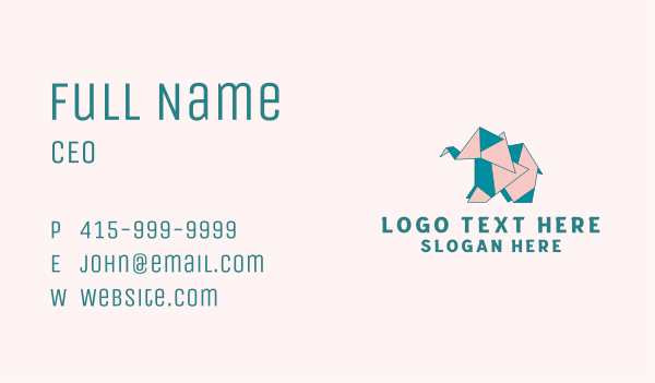 Geometric Elephant Origami  Business Card Design Image Preview