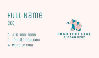 Geometric Elephant Origami  Business Card Image Preview