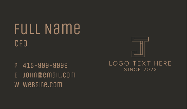 Carpentry Letter J Business Card Design Image Preview