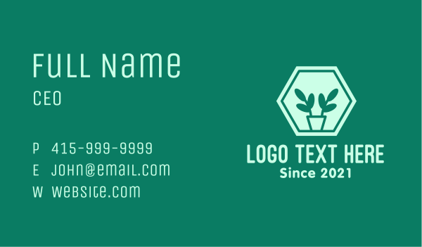 Green Plant Hexagon Business Card Design Image Preview