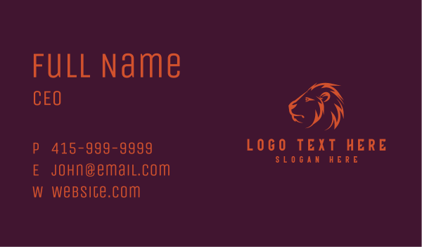 Orange Lion Head Business Card Design Image Preview