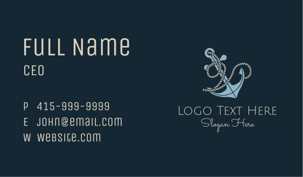 Anchor Rope Letter V Business Card Design