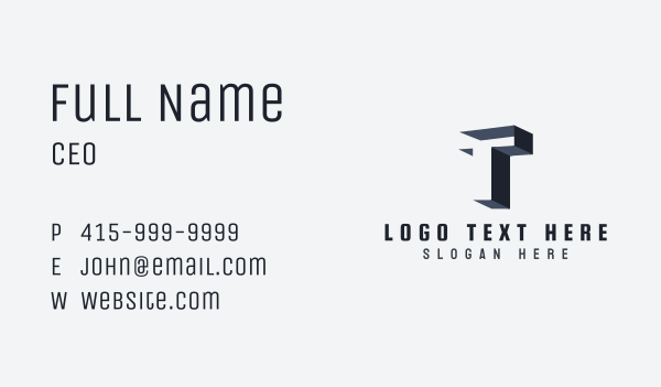 Isometric Letter T Business Card Design Image Preview