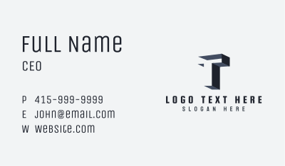 Isometric Letter T Business Card Image Preview