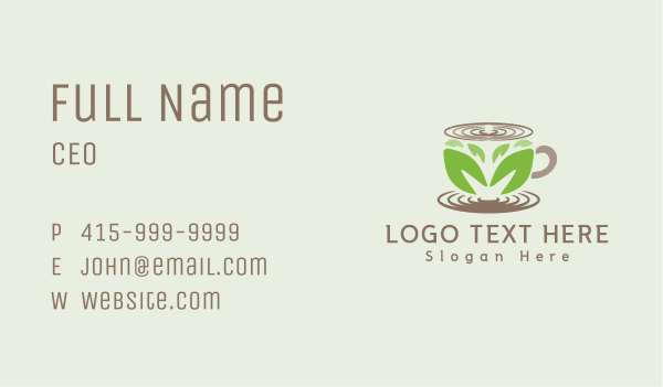 Leaf Tea Coffee Cup Business Card Design Image Preview