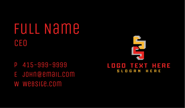 3D Letter SS Contractor Business Card Design Image Preview