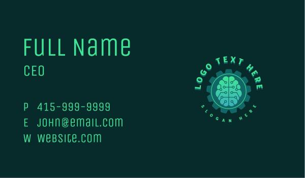 Cogwheel Brain Technology Business Card Design Image Preview