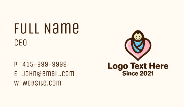 Heart Baby Swaddle Business Card Design Image Preview