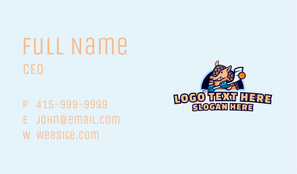 Armadillo Hockey Gamer Business Card Design Image Preview