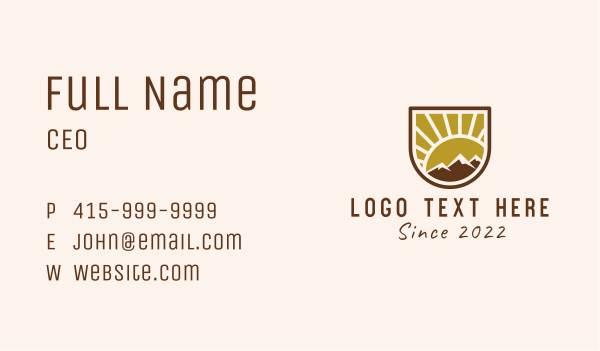 Mountain Travel Shield Business Card Design Image Preview