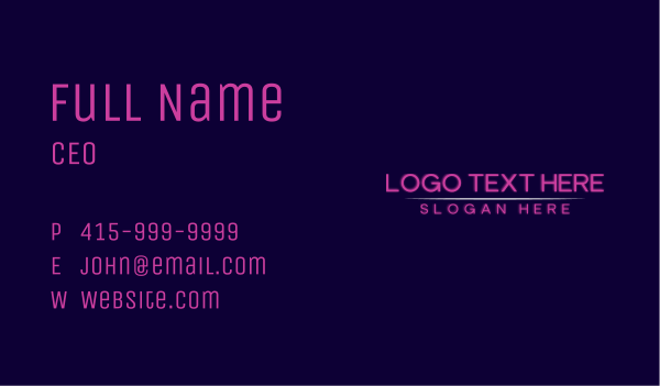 Neon Pink Wordmark  Business Card Design Image Preview