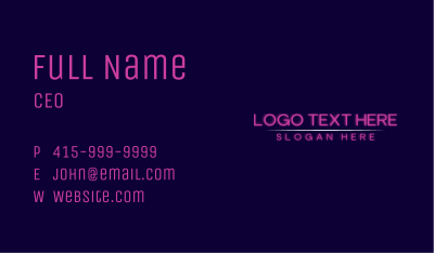 Neon Pink Wordmark  Business Card Image Preview