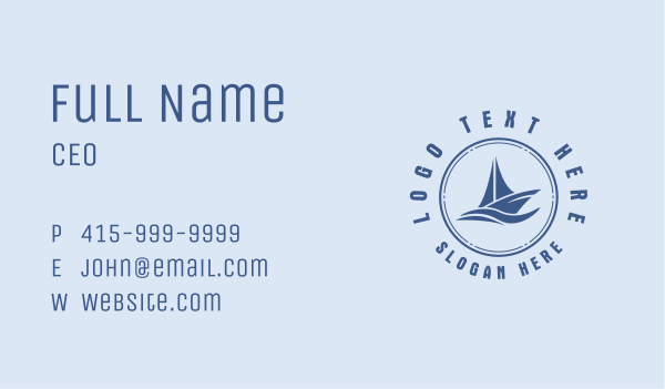 Sailboat Sea Waves  Business Card Design Image Preview