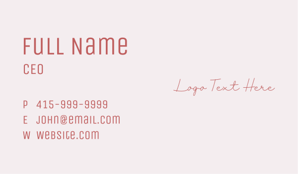 Red Signature Wordmark Business Card Design Image Preview