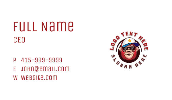 Hipster Monkey Gaming Business Card Design Image Preview