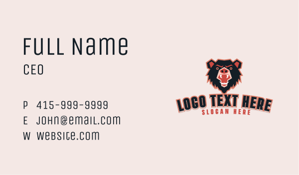 Angry Bear Online Gaming Business Card Design Image Preview