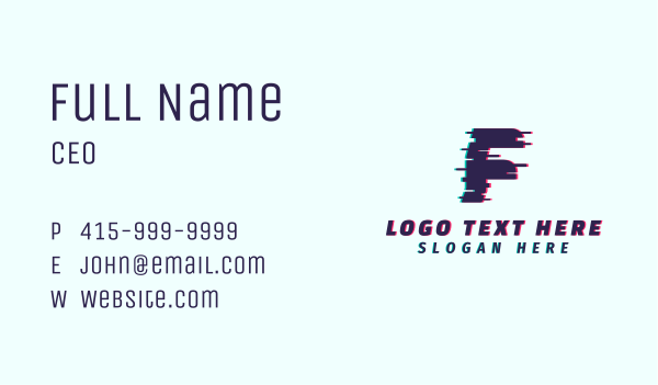 Tech Anaglyph Letter F Business Card Design Image Preview