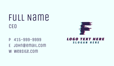 Tech Anaglyph Letter F Business Card Image Preview