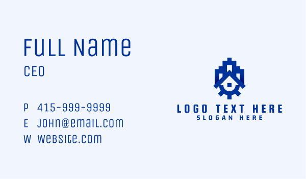Cog House Building Business Card Design Image Preview
